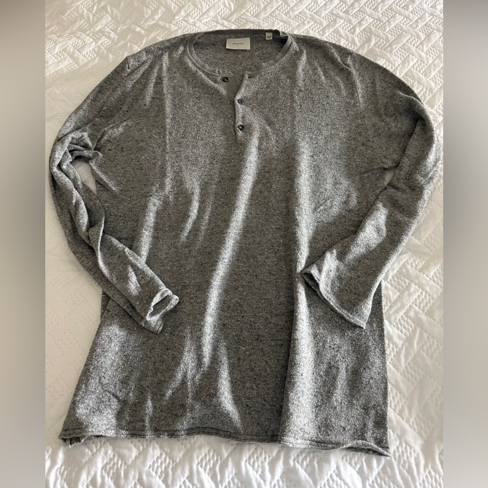 Billy Reid Heather Gray Long-Sleeve Henley